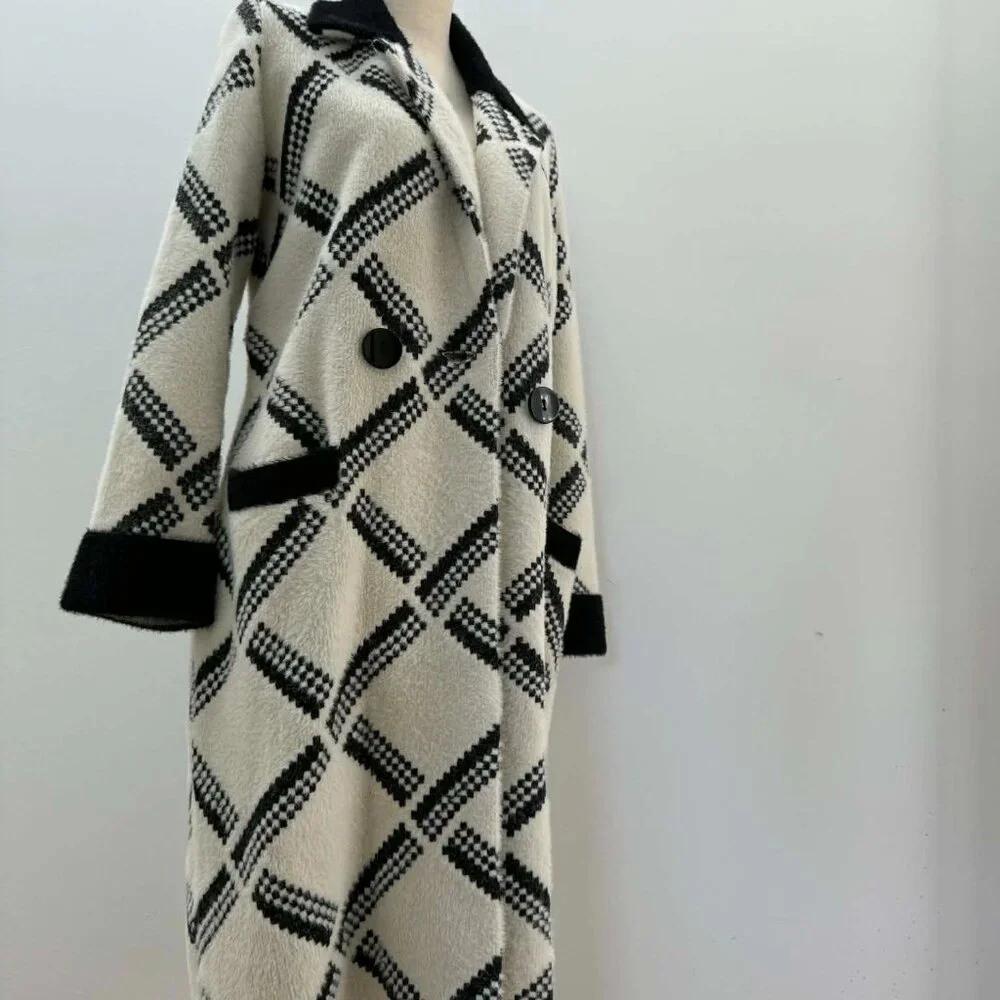 Joseph Ribkoff Checkered Jacket | Vanilla & Black | Style 223952 | Size S/P - Picture 2 of 15